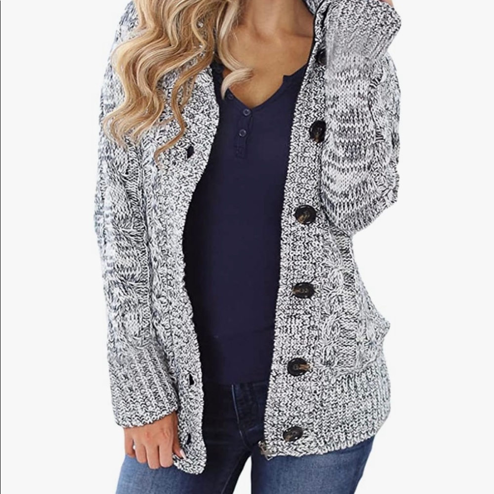 Hooded knit cardigan
